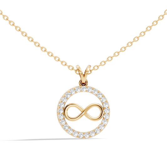 Round lab grown diamond infinity circle necklace for daily wear