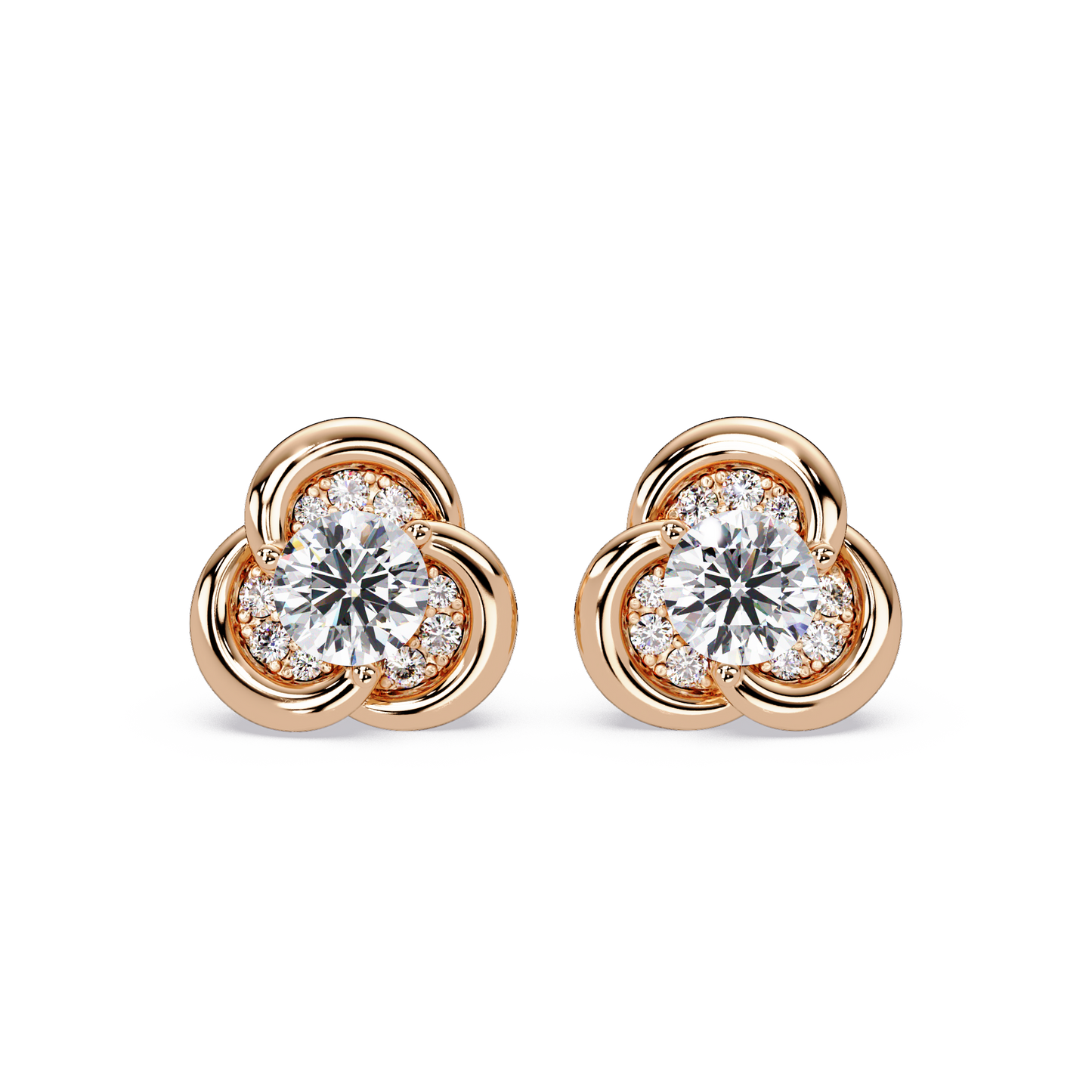 Round Lab Grown Diamond Knot Bezel Set Stud Earrings - HIGHCARAT DIAMONDS