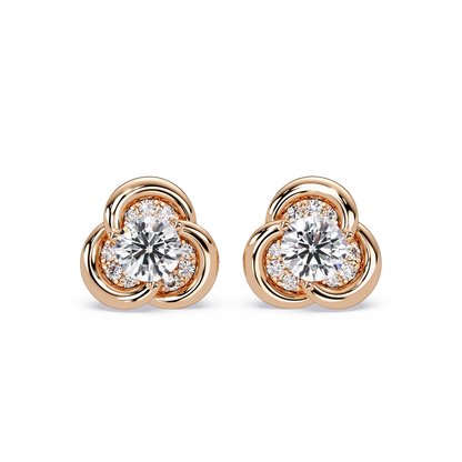 Round Lab Grown Diamond Knot Bezel Set Stud Earrings - HIGHCARAT DIAMONDS