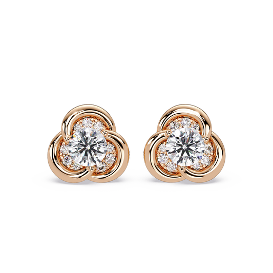 Round Lab Grown Diamond Knot Bezel Set Stud Earrings - HIGHCARAT DIAMONDS