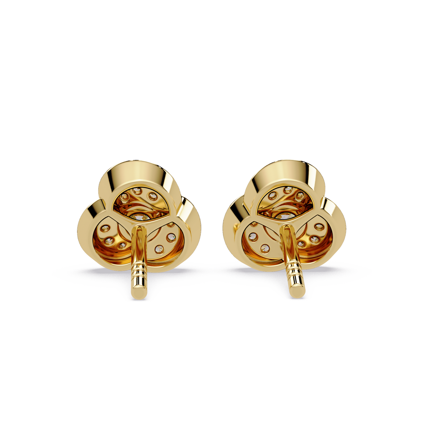 Round Lab Grown Diamond Knot Bezel Set Stud Earrings - HIGHCARAT DIAMONDS