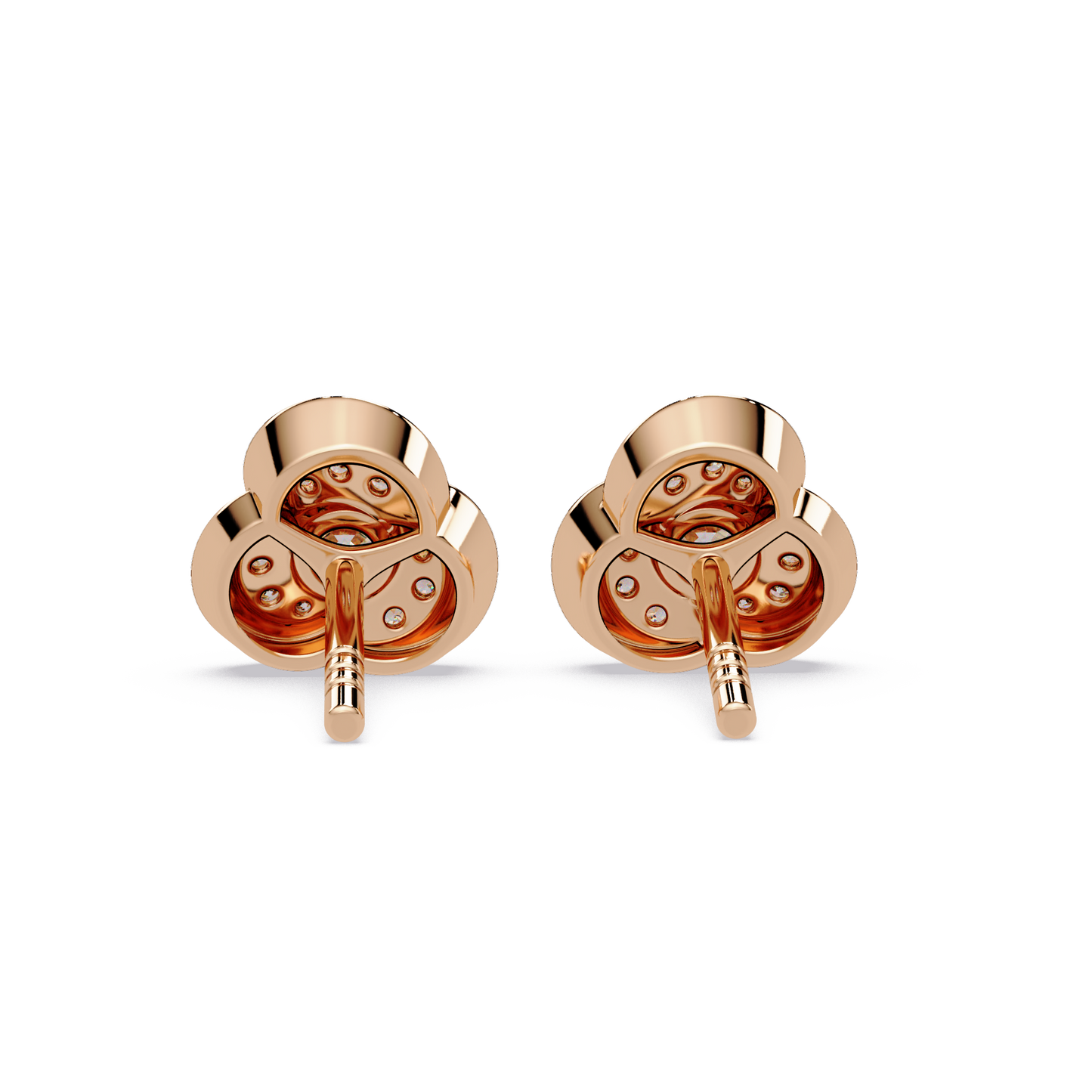 Round Lab Grown Diamond Knot Bezel Set Stud Earrings - HIGHCARAT DIAMONDS