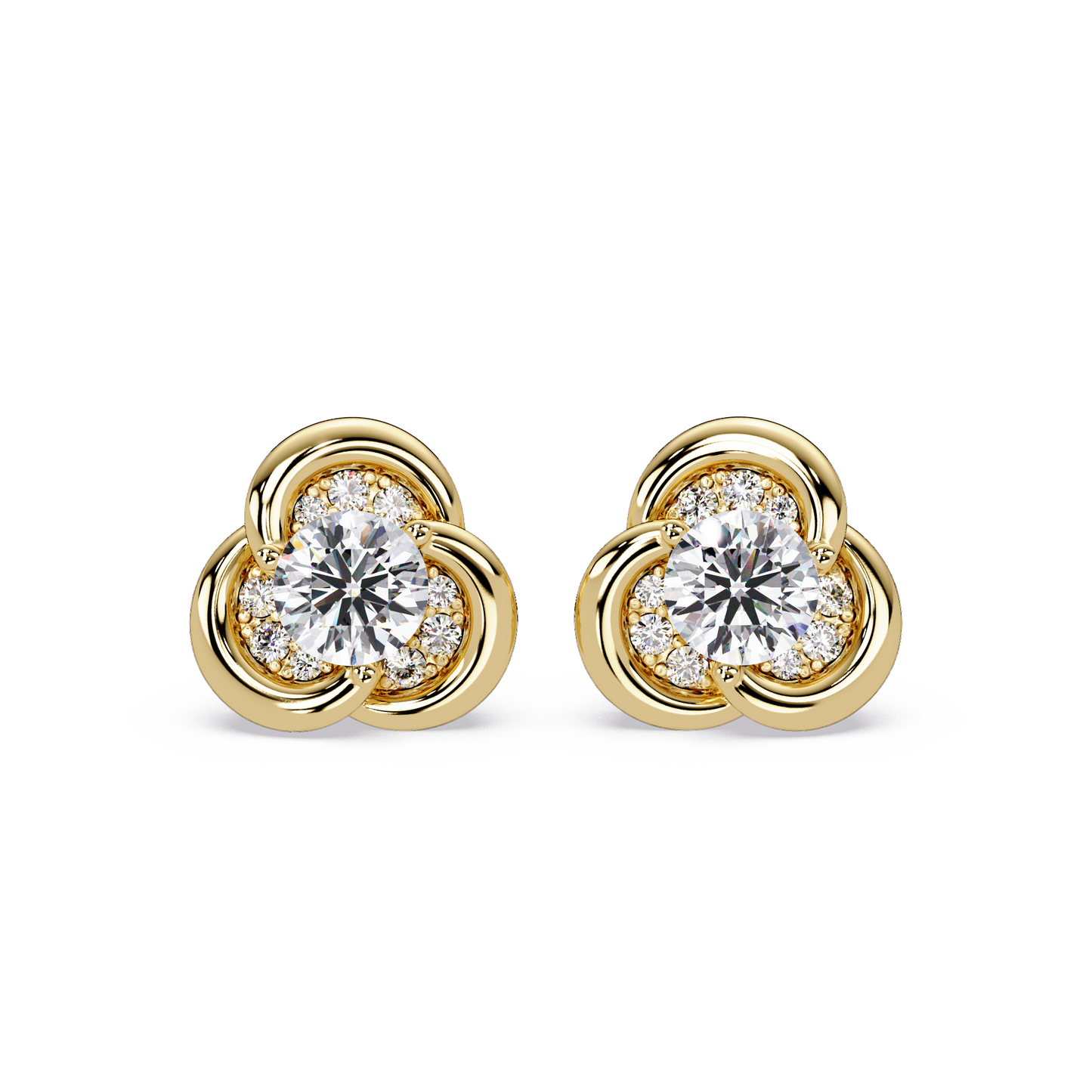 Round Lab Grown Diamond Knot Bezel Set Stud Earrings - HIGHCARAT DIAMONDS