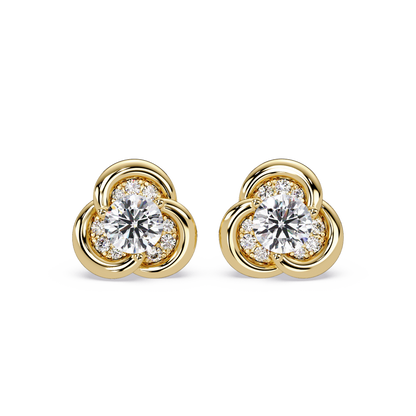 Round Lab Grown Diamond Knot Bezel Set Stud Earrings - HIGHCARAT DIAMONDS