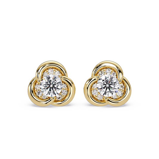 Round Lab Grown Diamond Knot Bezel Set Stud Earrings - HIGHCARAT DIAMONDS