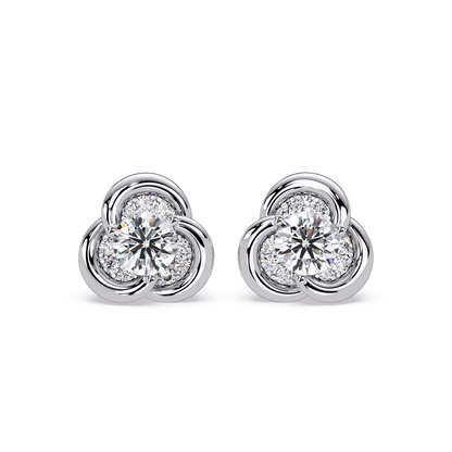 Round Lab Grown Diamond Knot Bezel Set Stud Earrings - HIGHCARAT DIAMONDS
