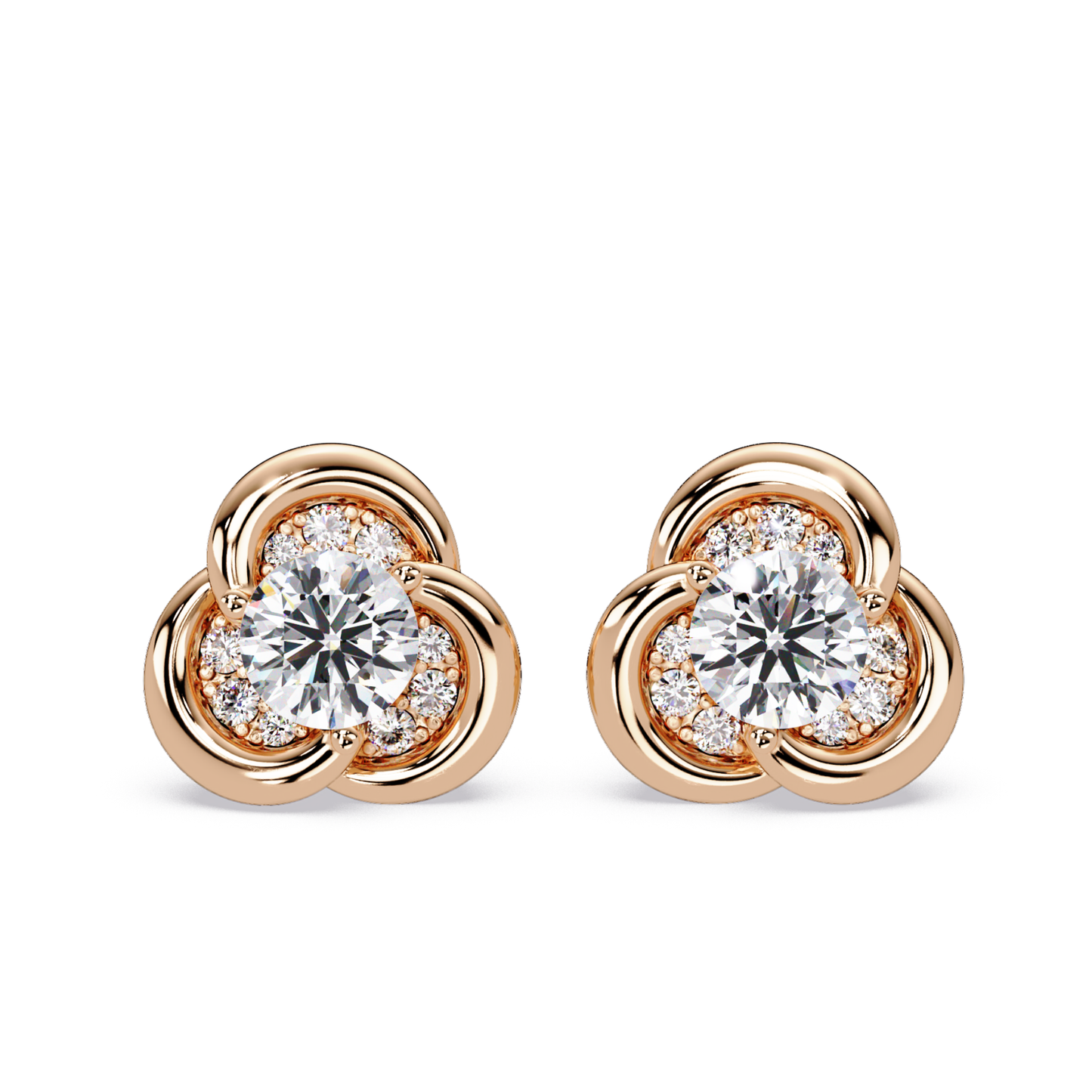 Round Lab Grown Diamond Knot Bezel Set Stud Earrings - HIGHCARAT DIAMONDS