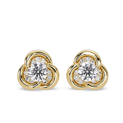 Round Lab Grown Diamond Knot Bezel Set Stud Earrings - HIGHCARAT DIAMONDS