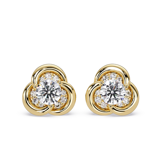 Round Lab Grown Diamond Knot Bezel Set Stud Earrings - HIGHCARAT DIAMONDS