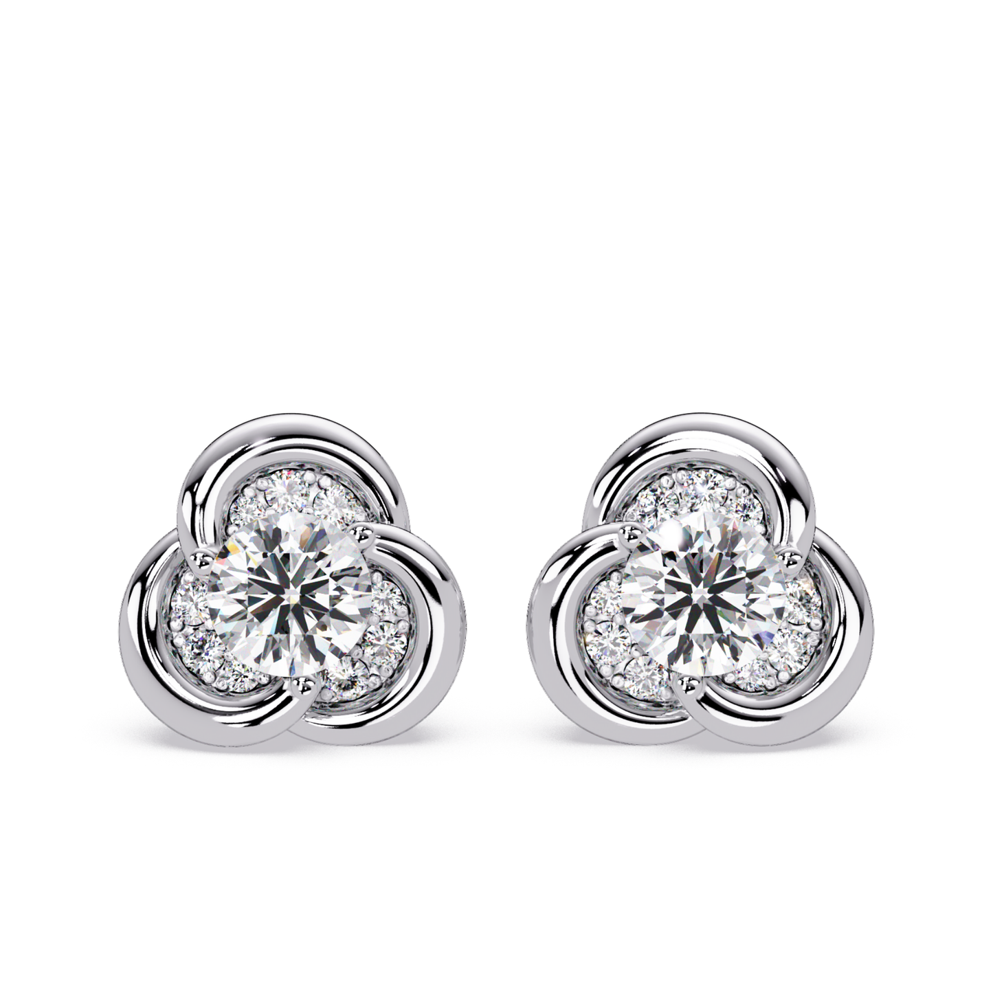 Round Lab Grown Diamond Knot Bezel Set Stud Earrings - HIGHCARAT DIAMONDS