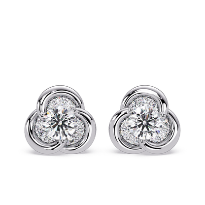 Round Lab Grown Diamond Knot Bezel Set Stud Earrings - HIGHCARAT DIAMONDS