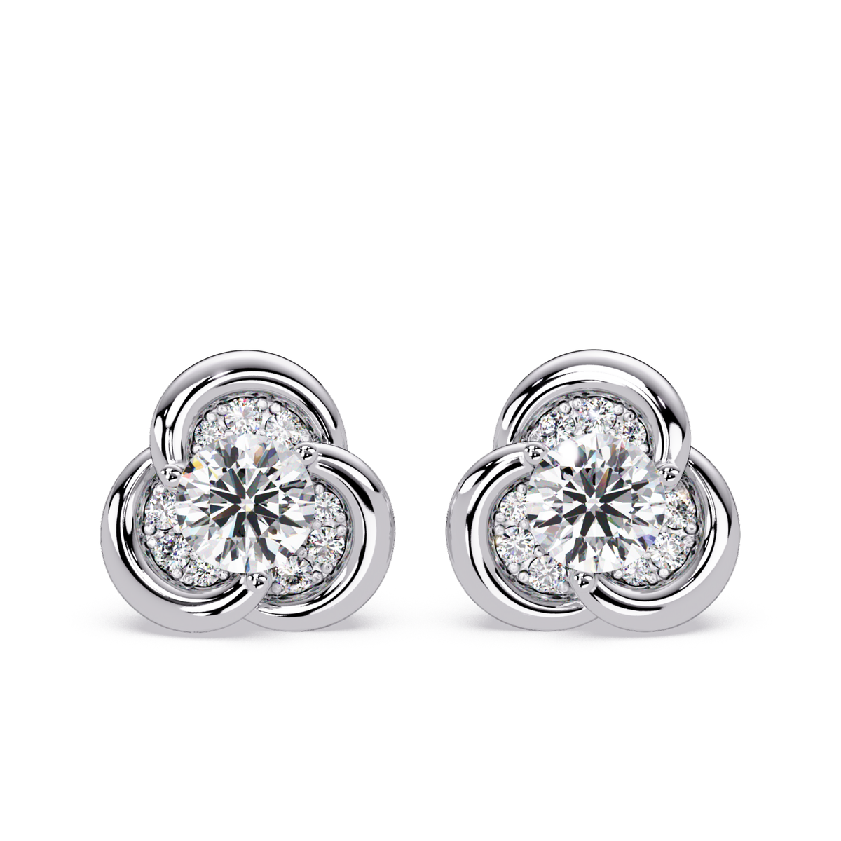 Round Lab Grown Diamond Knot Bezel Set Stud Earrings - HIGHCARAT DIAMONDS
