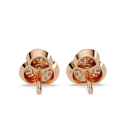 Round Lab Grown Diamond Knot Bezel Set Stud Earrings - HIGHCARAT DIAMONDS