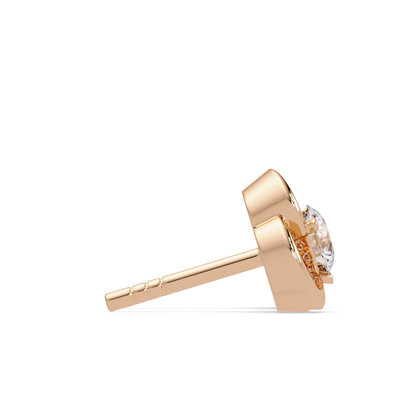 Round Lab Grown Diamond Knot Bezel Set Stud Earrings - HIGHCARAT DIAMONDS
