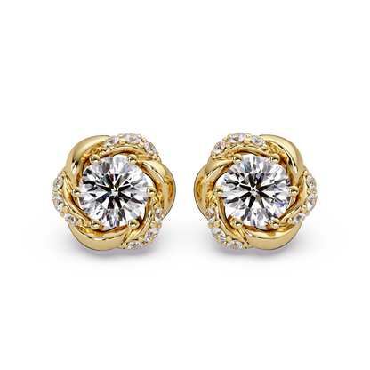 Round Lab Grown Diamond Knot Style Stud Earrings - HIGHCARAT DIAMONDS