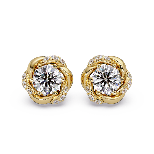 Round Lab Grown Diamond Knot Style Stud Earrings - HIGHCARAT DIAMONDS