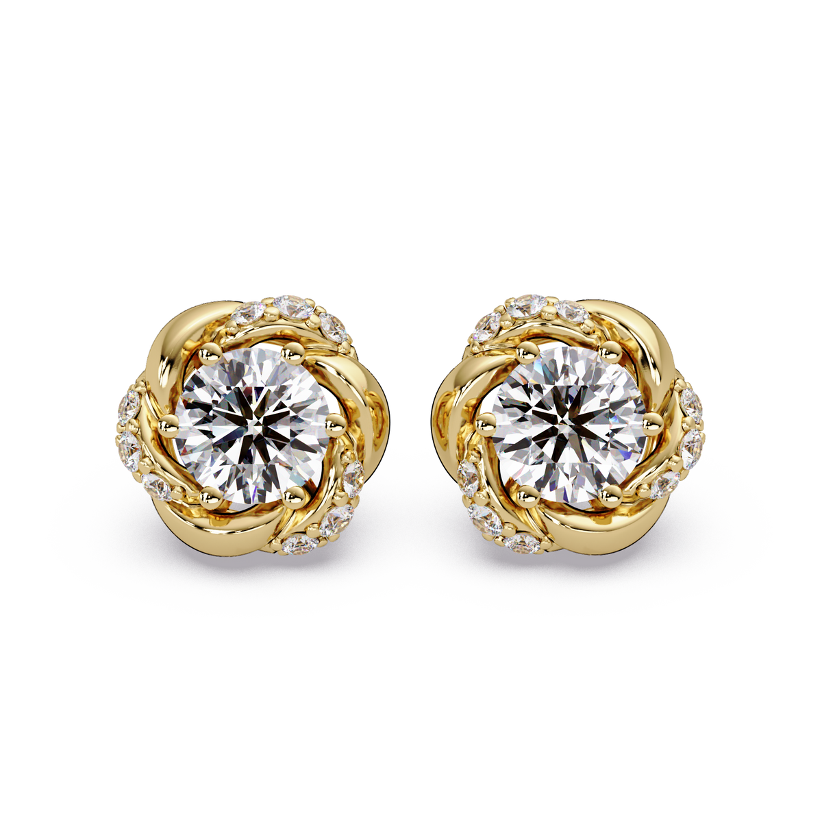 Round Lab Grown Diamond Knot Style Stud Earrings - HIGHCARAT DIAMONDS