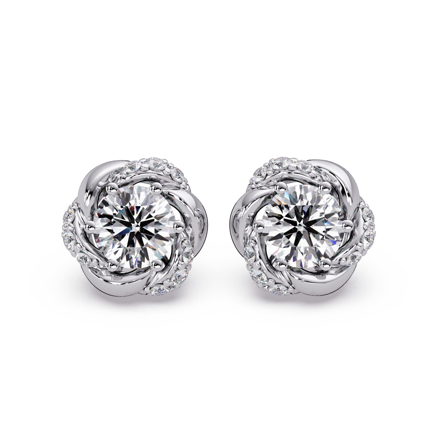 Round Lab Grown Diamond Knot Style Stud Earrings - HIGHCARAT DIAMONDS