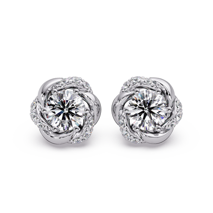 Round Lab Grown Diamond Knot Style Stud Earrings - HIGHCARAT DIAMONDS