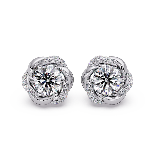 Round Lab Grown Diamond Knot Style Stud Earrings - HIGHCARAT DIAMONDS
