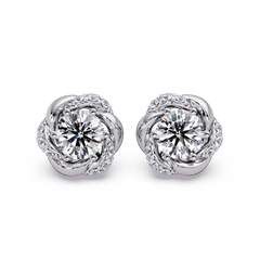 Round Lab Grown Diamond Knot Style Stud Earrings - HIGHCARAT DIAMONDS