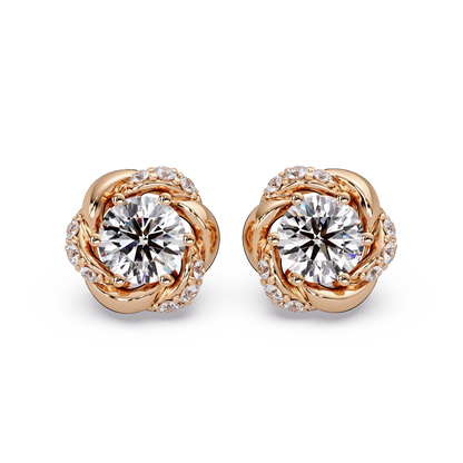 Round Lab Grown Diamond Knot Style Stud Earrings - HIGHCARAT DIAMONDS