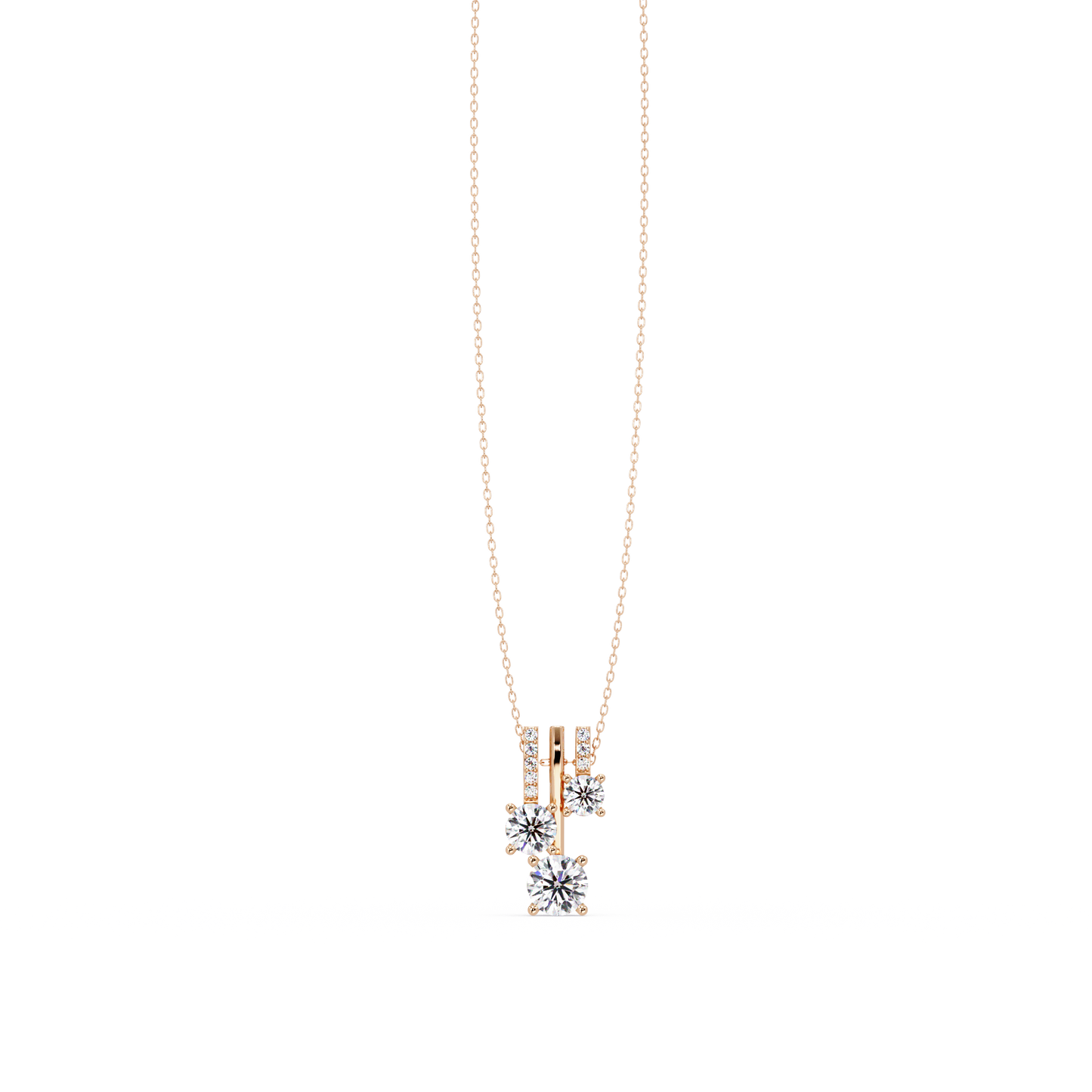 Round Lab Grown Diamond Layered Bar Pendant Necklace - HIGHCARAT DIAMONDS