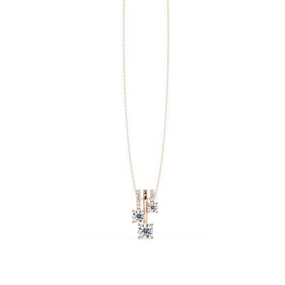 Round Lab Grown Diamond Layered Bar Pendant Necklace - HIGHCARAT DIAMONDS