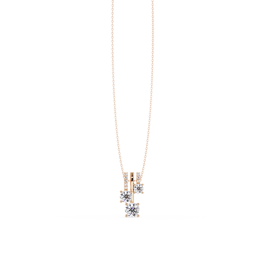 Round Lab Grown Diamond Layered Bar Pendant Necklace - HIGHCARAT DIAMONDS