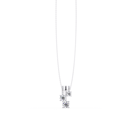 Round Lab Grown Diamond Layered Bar Pendant Necklace - HIGHCARAT DIAMONDS