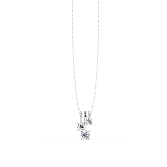 Round Lab Grown Diamond Layered Bar Pendant Necklace - HIGHCARAT DIAMONDS