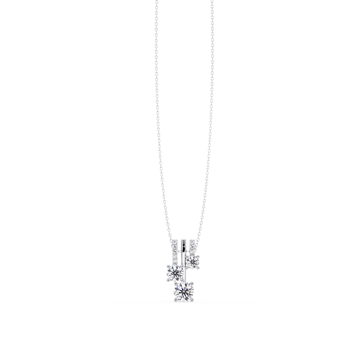 Round Lab Grown Diamond Layered Bar Pendant Necklace - HIGHCARAT DIAMONDS