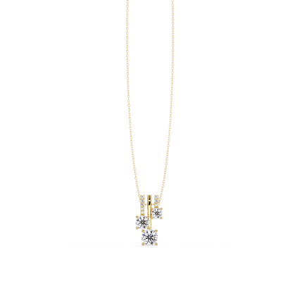 Round Lab Grown Diamond Layered Bar Pendant Necklace - HIGHCARAT DIAMONDS