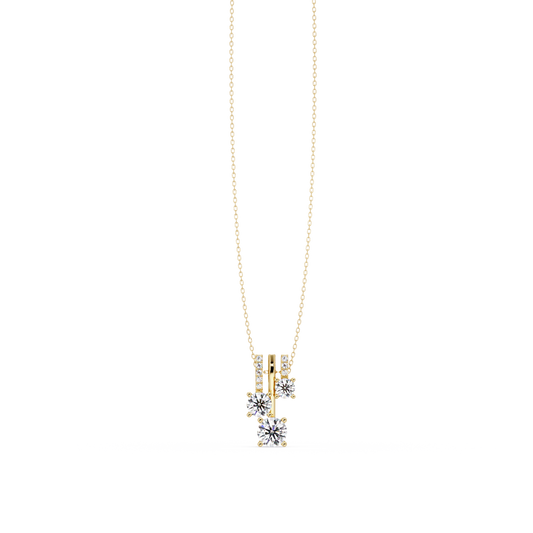 Round Lab Grown Diamond Layered Bar Pendant Necklace - HIGHCARAT DIAMONDS