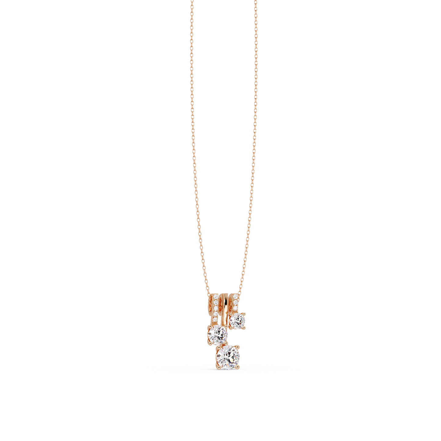 Round Lab Grown Diamond Layered Bar Pendant Necklace - HIGHCARAT DIAMONDS