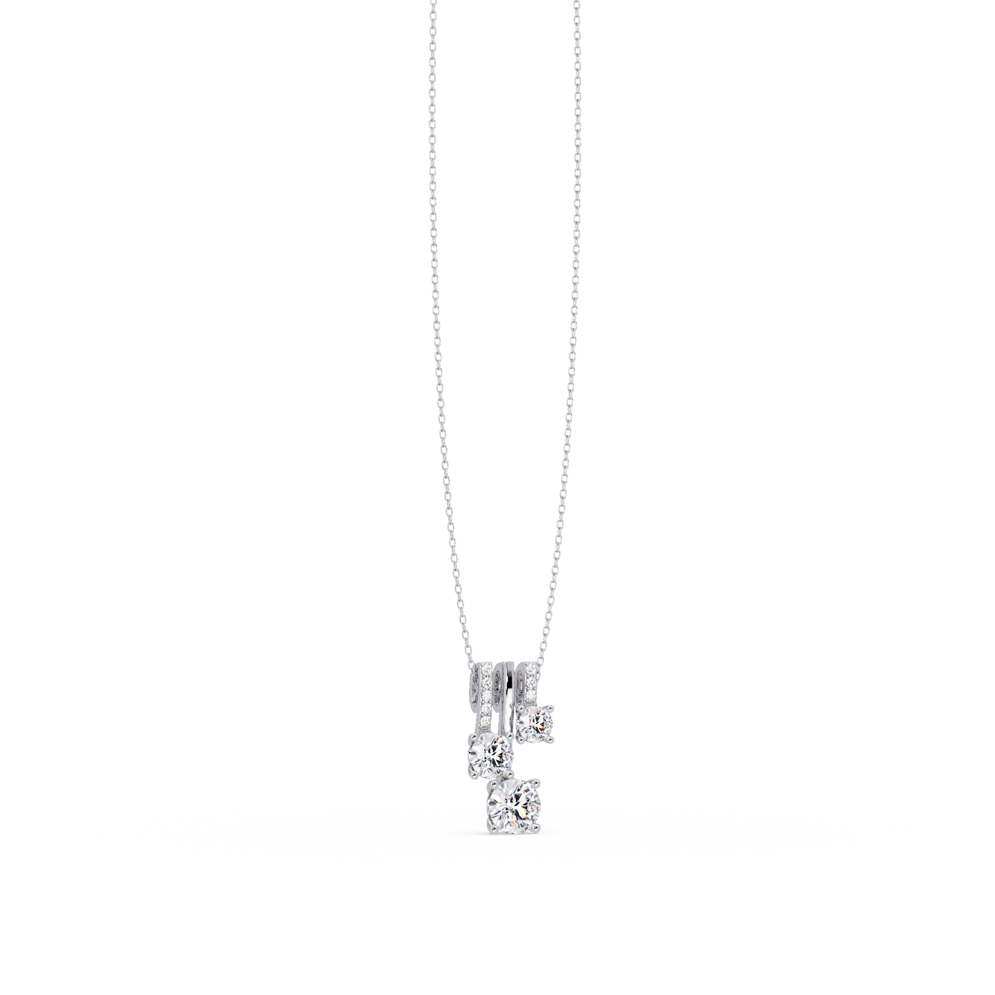 Round Lab Grown Diamond Layered Bar Pendant Necklace - HIGHCARAT DIAMONDS