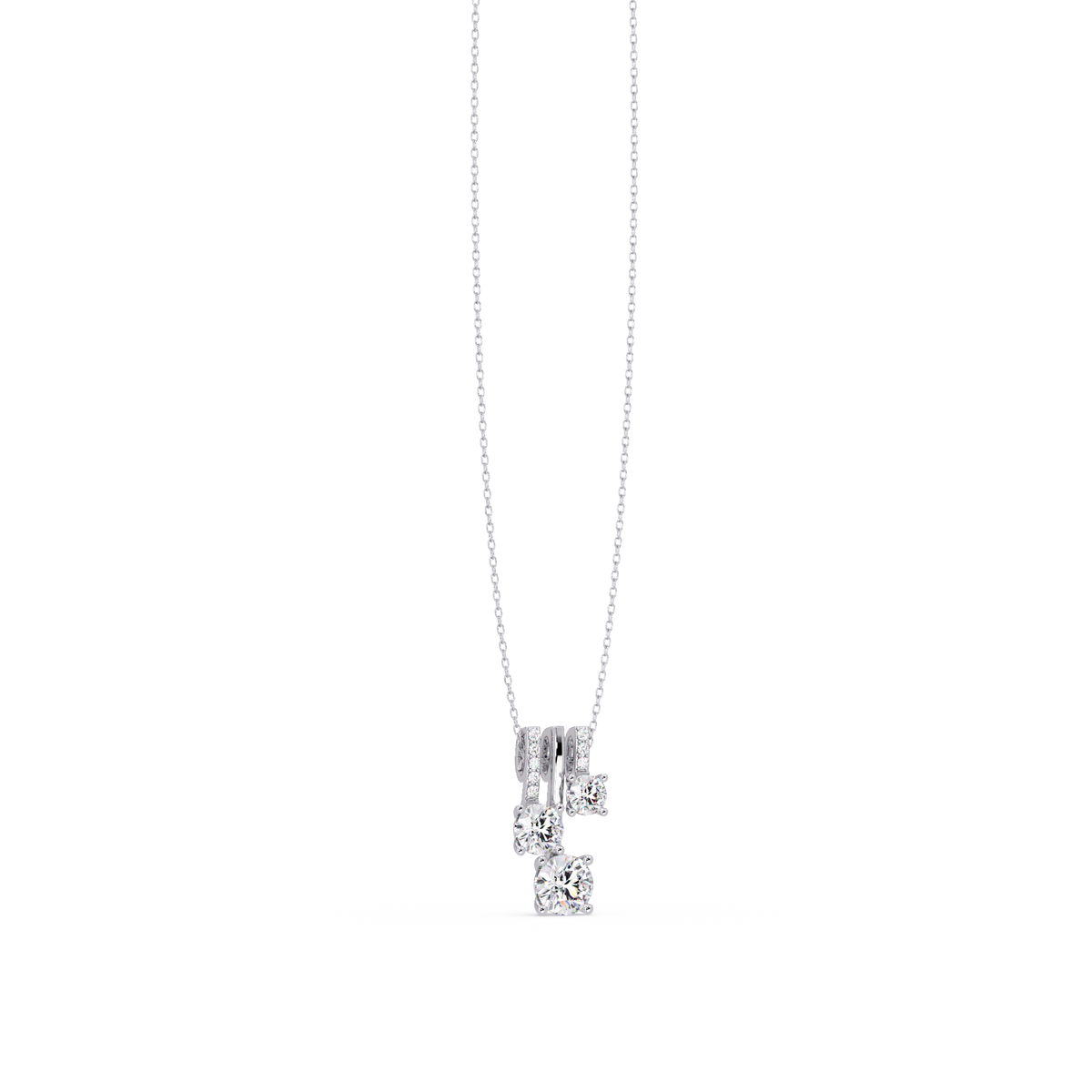 Round Lab Grown Diamond Layered Bar Pendant Necklace - HIGHCARAT DIAMONDS