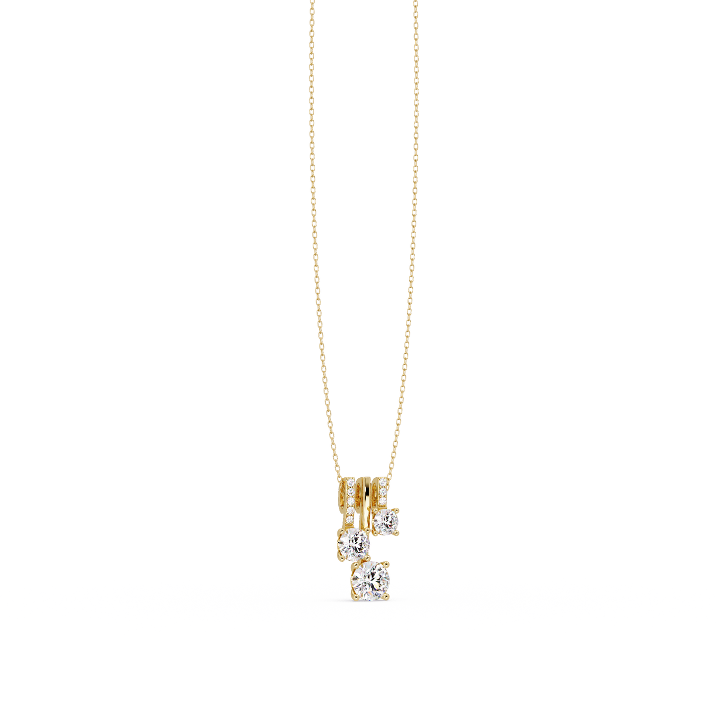 Round Lab Grown Diamond Layered Bar Pendant Necklace - HIGHCARAT DIAMONDS