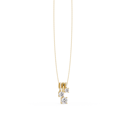 Round Lab Grown Diamond Layered Bar Pendant Necklace - HIGHCARAT DIAMONDS