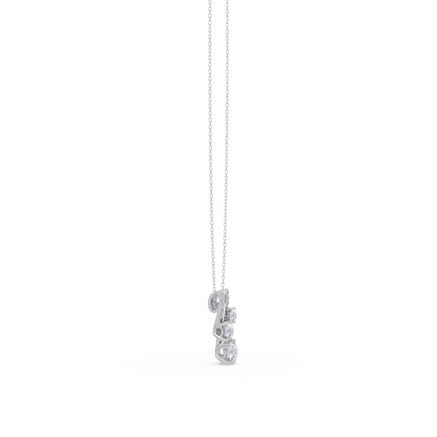 Round Lab Grown Diamond Layered Bar Pendant Necklace - HIGHCARAT DIAMONDS