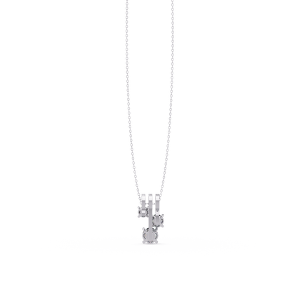 Round Lab Grown Diamond Layered Bar Pendant Necklace - HIGHCARAT DIAMONDS
