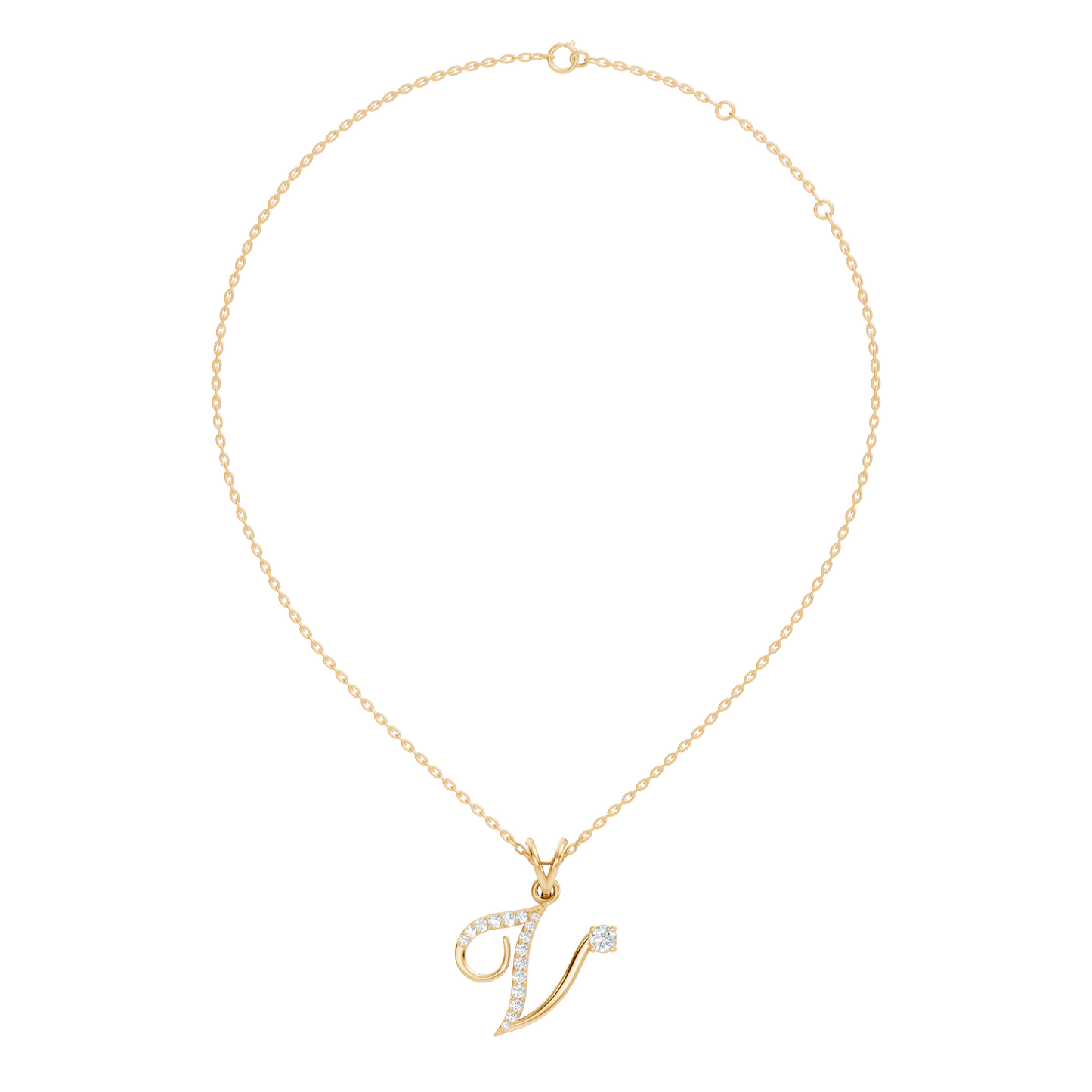 Everyday diamond V necklace with modern curved design