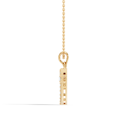 Dainty Round Cut Diamond V Pendant 14K Solid White Gold Minimalist Alphabet Necklace - HIGHCARAT DIAMONDS