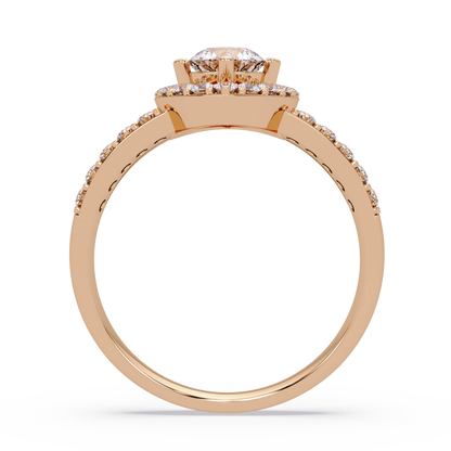 Round Lab Grown Diamond Marquise Split Band Halo Ring - HIGHCARAT DIAMONDS