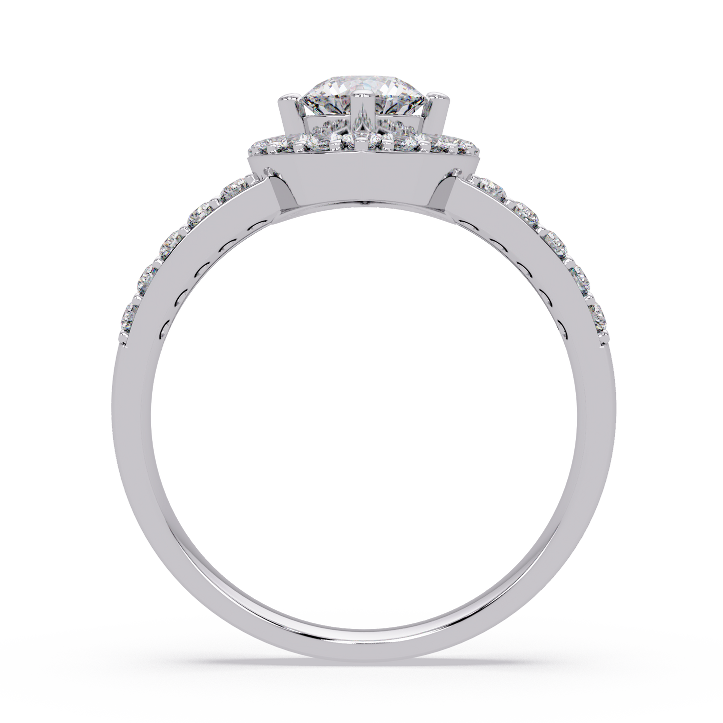 Round Lab Grown Diamond Marquise Split Band Halo Ring - HIGHCARAT DIAMONDS