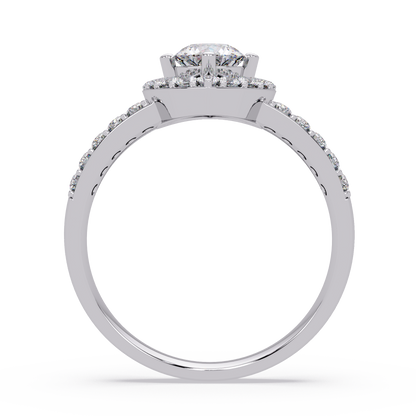 Round Lab Grown Diamond Marquise Split Band Halo Ring - HIGHCARAT DIAMONDS