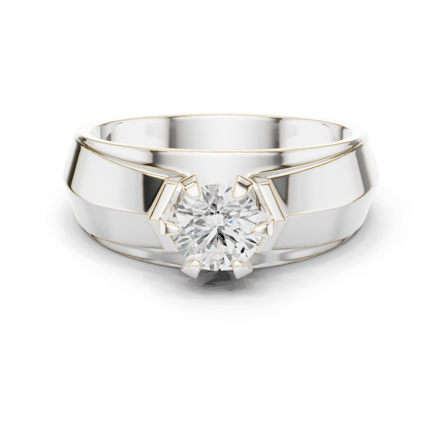 10k Solid Yellow Gold Round Shape Lab Grown Diamond Esthetical Sparkling Daily Wear Men's Diamond Ring - HIGHCARAT DIAMONDS