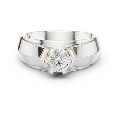 10k Solid Yellow Gold Round Shape Lab Grown Diamond Esthetical Sparkling Daily Wear Men's Diamond Ring - HIGHCARAT DIAMONDS