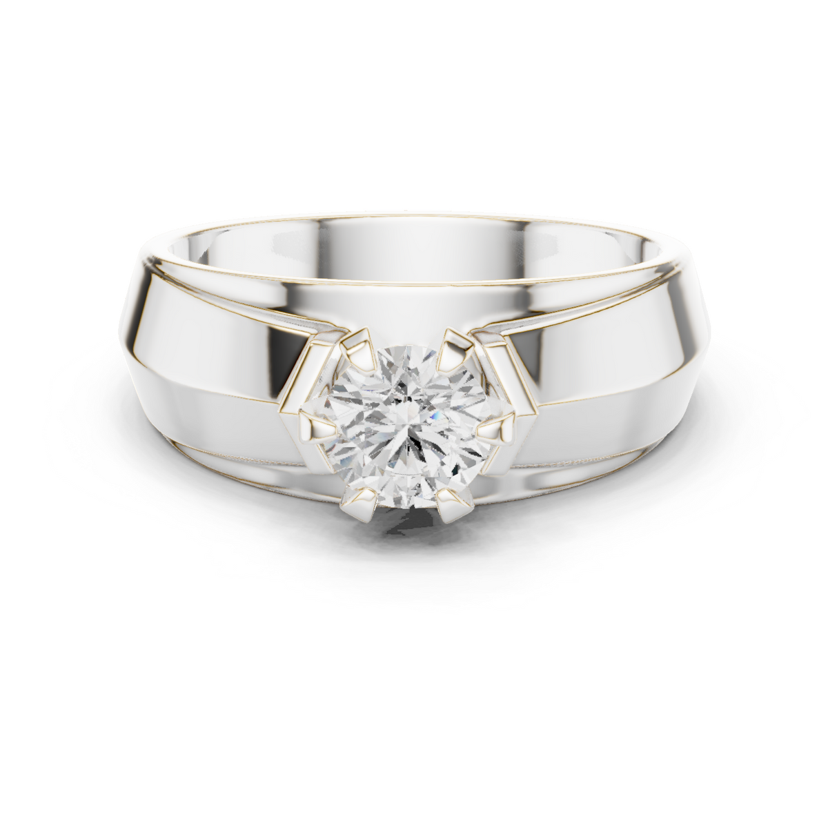 10k Solid Yellow Gold Round Shape Lab Grown Diamond Esthetical Sparkling Daily Wear Men's Diamond Ring - HIGHCARAT DIAMONDS