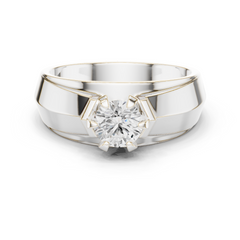 10k Solid Yellow Gold Round Shape Lab Grown Diamond Esthetical Sparkling Daily Wear Men's Diamond Ring - HIGHCARAT DIAMONDS